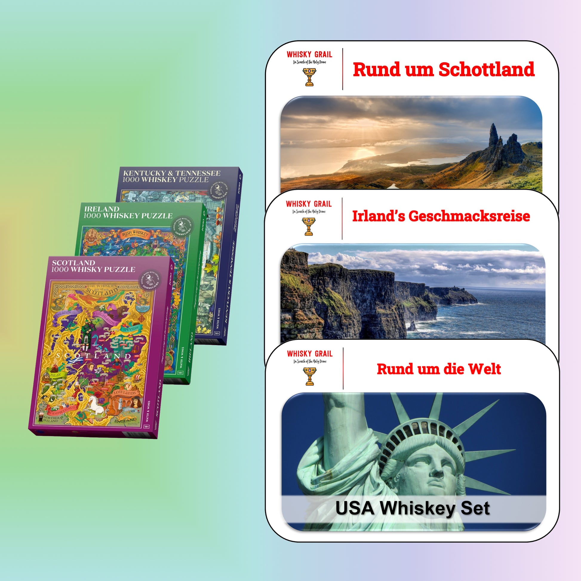 Whisky trifft Puzzle | Schottland, Irland und USA - Whisky Grail